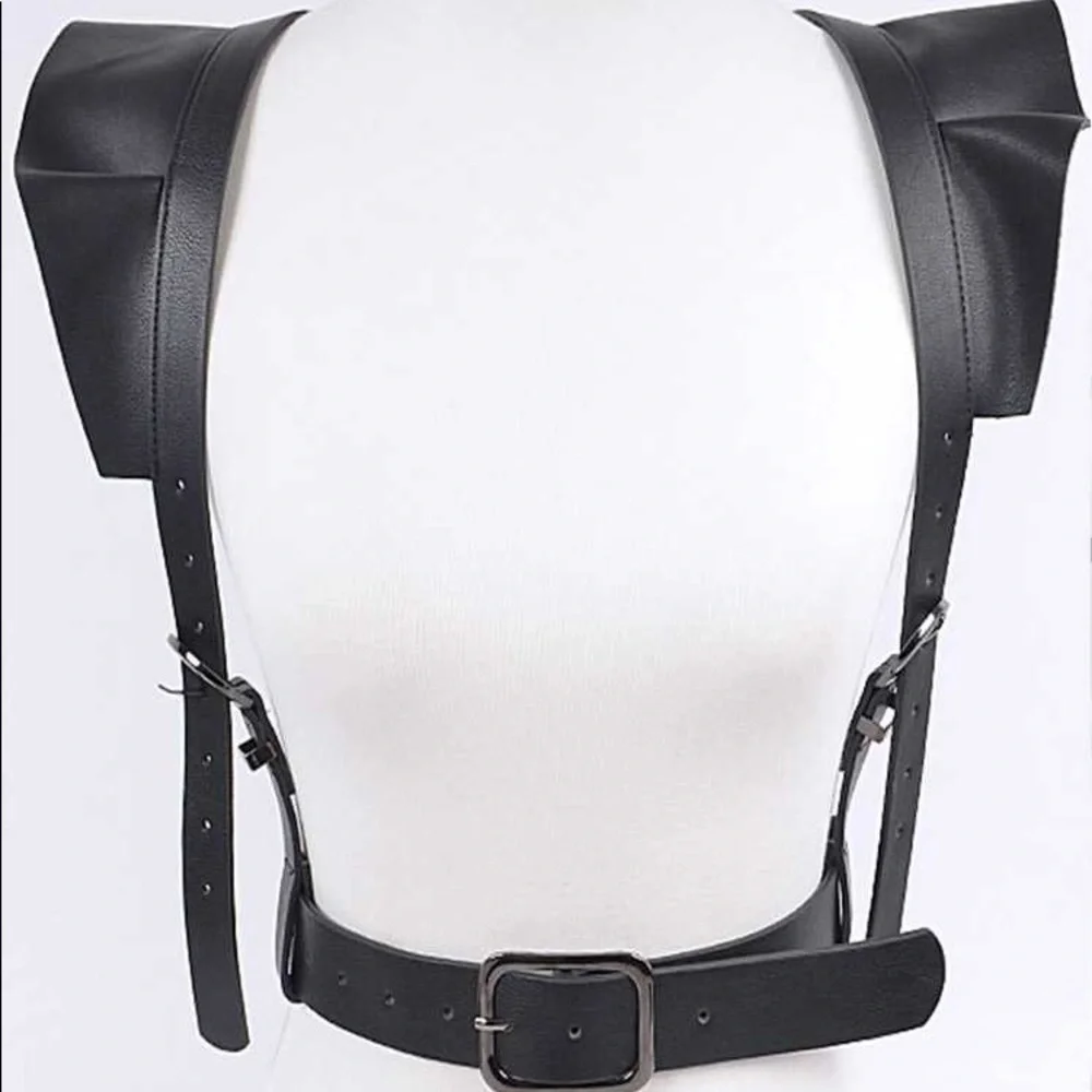 Host Pick🎊Sexy Black Leather Ruffle Harness Statement Belt